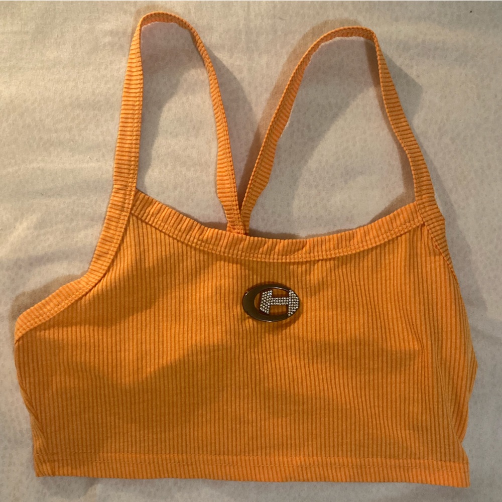 Ribbed neon orange summer cami top